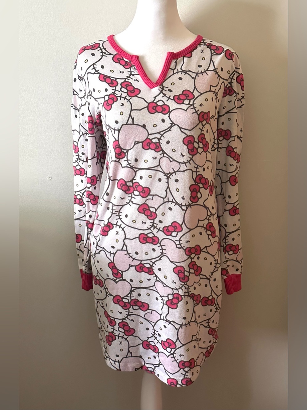 Hello Kitty Pink & White Sleep Dress/Gown- Women